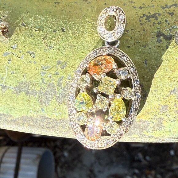 Sterling Silver & Cubic Zirconia Cluster Pendant - Picture 1 of 4